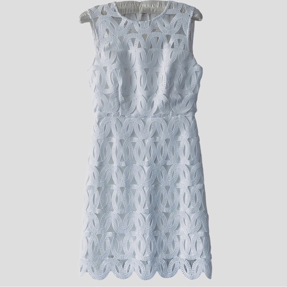 MILLY SIENNA EMBROIDERED SCALLOP LACE SLEEVELESS  DRESS IN WHITE SIZE 2 - Picture 2 of 16